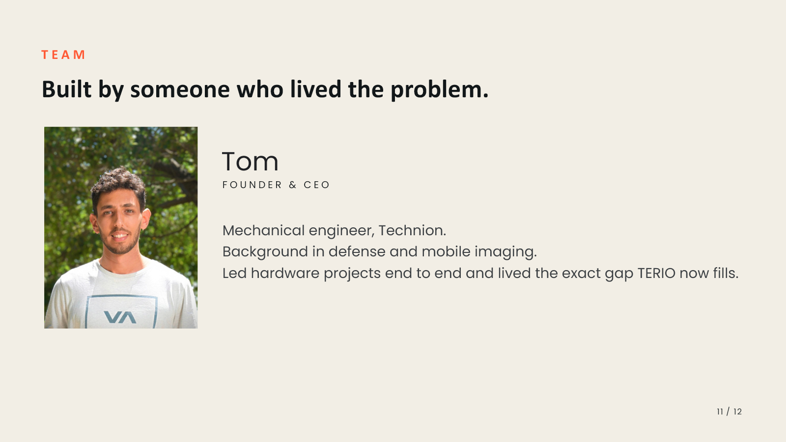 Tom, founder and CEO of TERIO